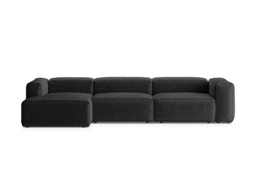Coltar stanga 4 locuri, Bergamo, Cosmopolitan Design, 344x152x70 cm, catifea chenille raiata, gri