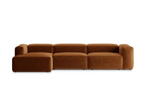 Coltar stanga 4 locuri, Bergamo, Cosmopolitan Design, 344x152x70 cm, tesatura structurata, gri maro
