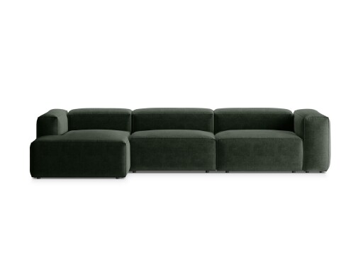 Coltar stanga 4 locuri, Bergamo, Cosmopolitan Design, 344x152x70 cm, tesatura structurata, verde muschi