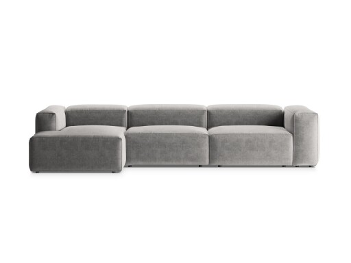 Coltar stanga 4 locuri, Bergamo, Cosmopolitan Design, 344x152x70 cm, tesatura structurata, gri deschis