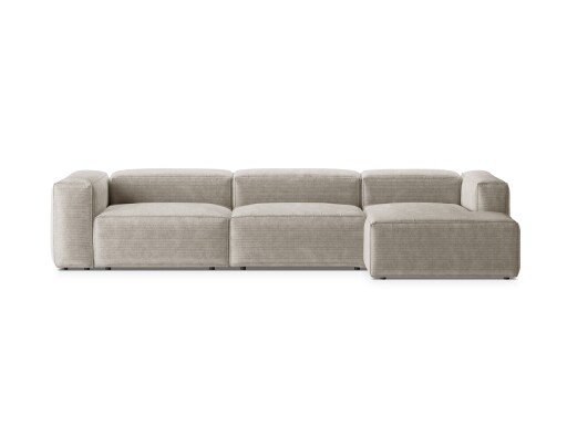 Coltar dreapta 4 locuri, Bergamo, Cosmopolitan Design, 344x152x70 cm, catifea chenille raiata, ivoriu