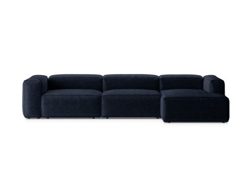 Coltar dreapta 4 locuri, Bergamo, Cosmopolitan Design, 344x152x70 cm, catifea chenille raiata, albastru navy