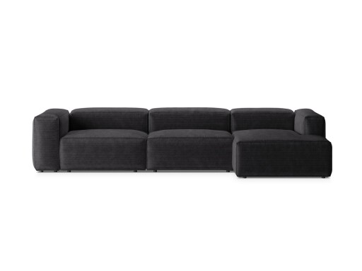 Coltar dreapta 4 locuri, Bergamo, Cosmopolitan Design, 344x152x70 cm, catifea chenille raiata, gri