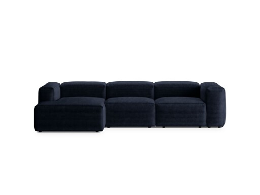 Coltar stanga 3 locuri, Bergamo, Cosmopolitan Design, 304x152x70 cm, catifea chenille raiata, albastru navy