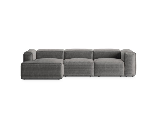 Coltar stanga 3 locuri, Bergamo, Cosmopolitan Design, 304x152x70 cm, catifea chenille raiata, gri deschis