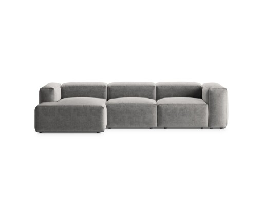 Coltar stanga 3 locuri, Bergamo, Cosmopolitan Design, 304x152x70 cm, tesatura structurata, gri deschis