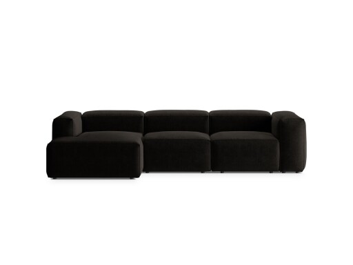 Coltar stanga 3 locuri, Bergamo, Cosmopolitan Design, 304x152x70 cm, tesatura structurata, negru