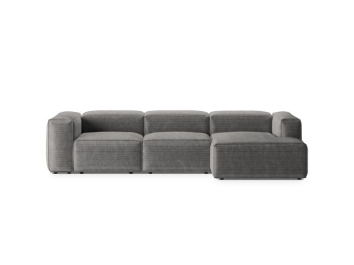 Coltar dreapta 3 locuri, Bergamo, Cosmopolitan Design, 304x152x70 cm, catifea chenille raiata, gri deschis