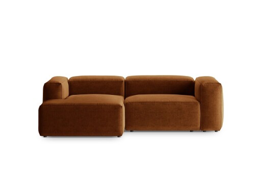 Coltar stanga 2 locuri, Bergamo, Cosmopolitan Design, 244x152x70 cm, tesatura structurata, gri maro
