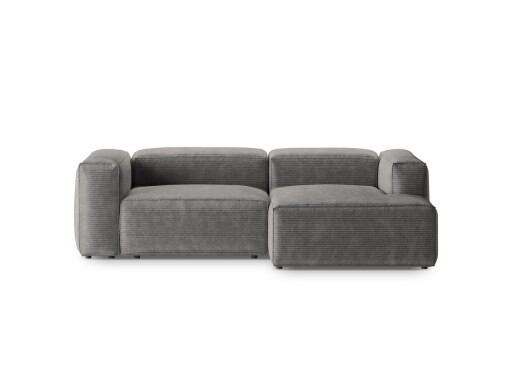 Coltar dreapta 2 locuri, Bergamo, Cosmopolitan Design, 244x152x70 cm, catifea chenille raiata, gri deschis