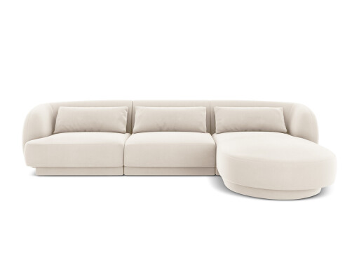 Coltar dreapta 4 locuri, Tulum, Cosmopolitan Design, 255x156x70 cm, catifea, bej deschis