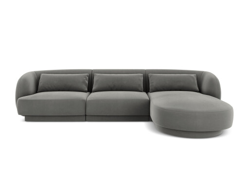 Coltar dreapta 4 locuri, Tulum, Cosmopolitan Design, 255x156x70 cm, catifea, gri deschis