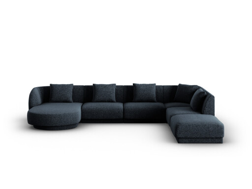 Coltar panoramic dreapta 6 locuri, Tulum, Cosmopolitan Design, 330x255x70 cm, tesatura chenille, albastru regal