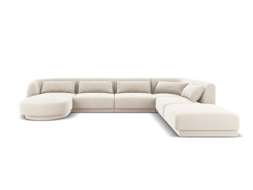 Coltar panoramic dreapta 6 locuri, Tulum, Cosmopolitan Design, 330x255x70 cm, catifea, bej deschis