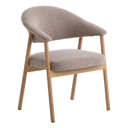 Scaune de dining bej cu cotiere 2 buc. din lemn de stejar Elk – Unique Furniture