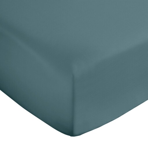 Cearceaf albastru-verde din bumbac satinat cu elastic 90x190 cm Cotton Sateen – Bianca