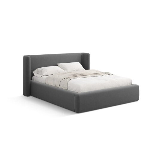 Pat matrimonial gri tapițat cu spațiu de depozitare cu somieră 200x200 cm Jason – Windsor & Co Sofas