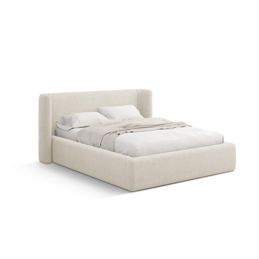 Pat matrimonial crem tapițat cu spațiu de depozitare cu somieră 200x200 cm Jason – Windsor & Co Sofas