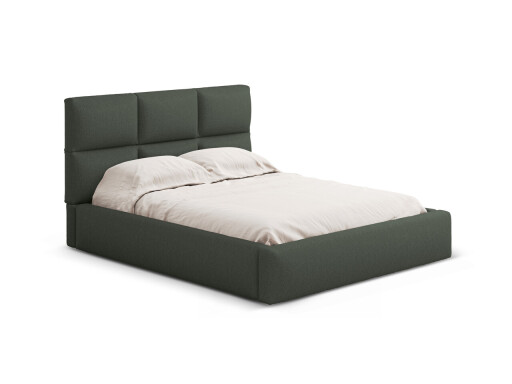 Pat tapitat cu somiera rabatabila si lada depozitare, 200x200 cm, Windsor &amp; Co, Libera, tesatura structurata, verde amazon