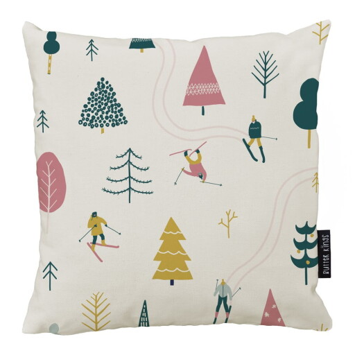 Pernă decorativă 45x45 cm cu model de Crăciun Skiing – Butter Kings