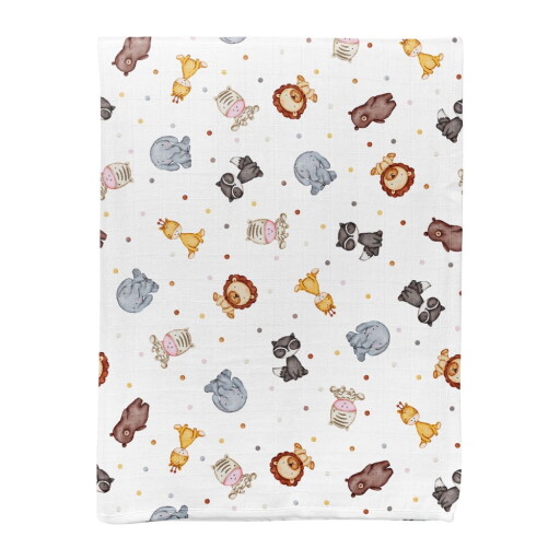 Pătură pentru copii albă din muselină 75x100 cm Zoo – Mijolnir