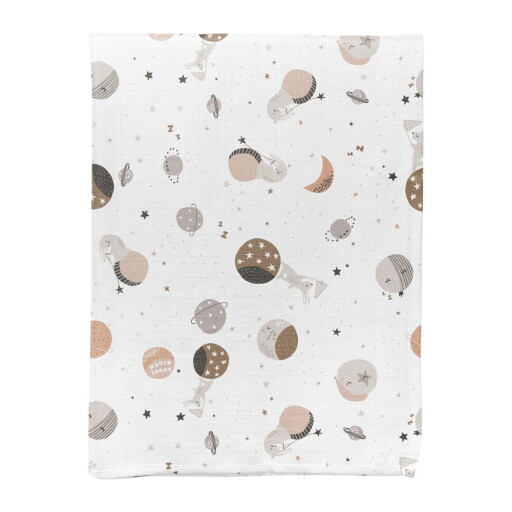 Pătură pentru copii albă din muselină 75x100 cm Spacebit – Mijolnir