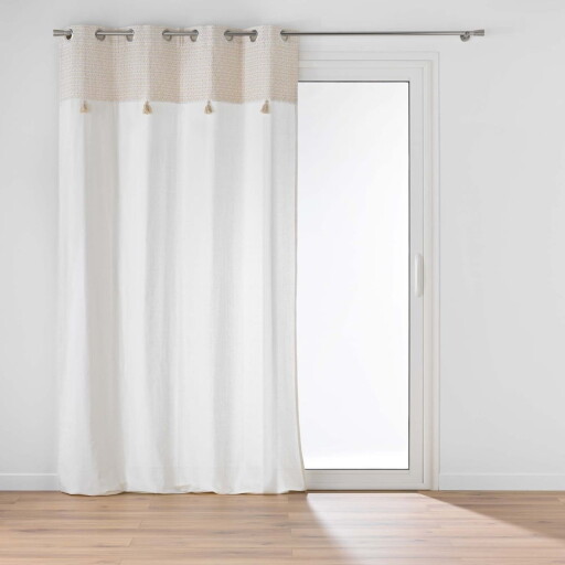 Draperie albă/bej din amestec de bumbac 140x240 cm Milano – douceur d'intérieur