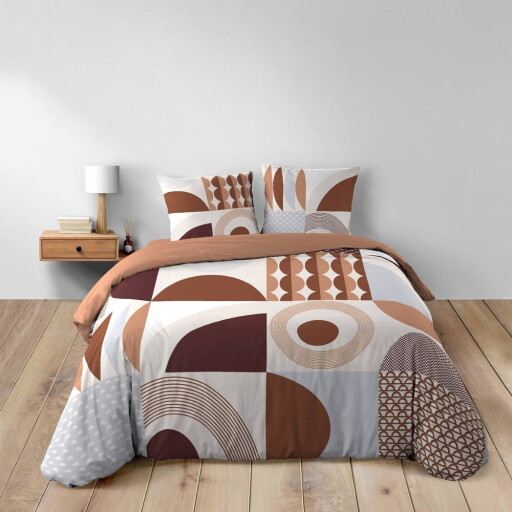 Lenjerie de pat teracotă din bumbac pentru pat dublu/extinsă 240x220 cm Gemma – douceur d'intérieur