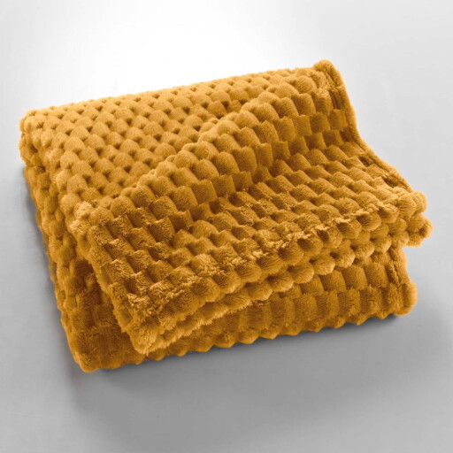 Pătură galben ocru din microflanel 125x150 cm Mini Frosty – douceur d'intérieur