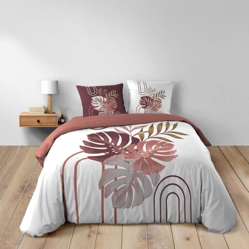 Lenjerie de pat albă/roz din bumbac pentru pat dublu/extinsă 240x220 cm Astria – douceur d'intérieur