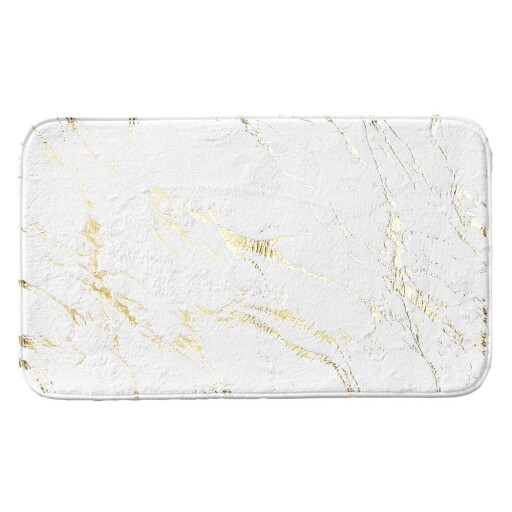 Covoraș de baie alb/auriu 45x75 cm Aquamarbre – douceur d'intérieur