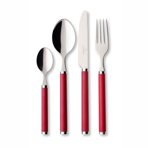 Set tacamuri 24 piese, Villeroy &amp; Boch, Play!, inox, rosu