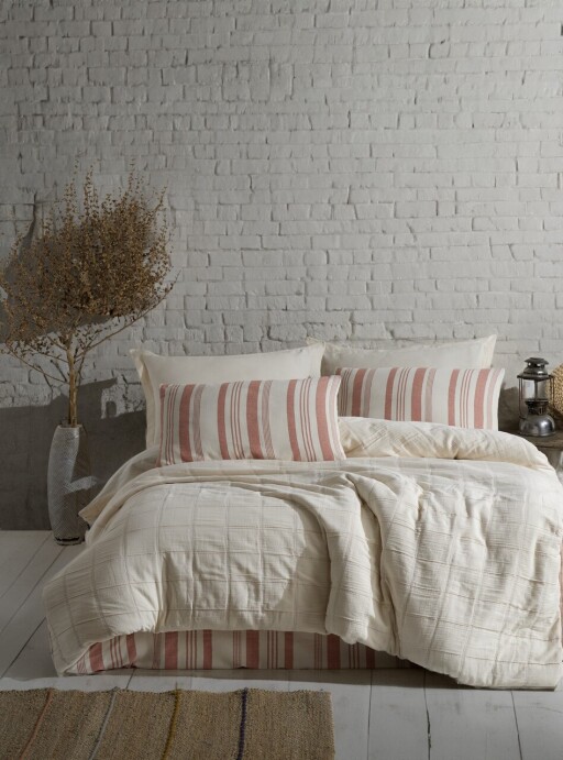 Lenjerie de pat dubla, L&#039;essentiel Maison, Jade, Caramiziu