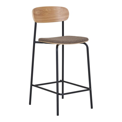 Scaun de bar negru/maro stivuibil cu aspect de lemn de frasin (înălțime șezut 66 cm) Estepona – House Nordic