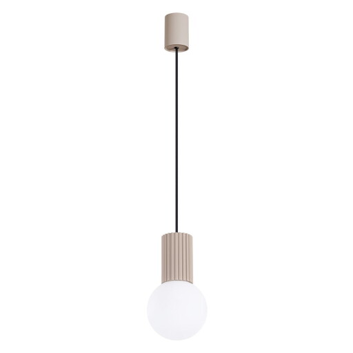 Lustră taupe cu abajur din sticlă ø 12 cm Orbital – Nice Lamps