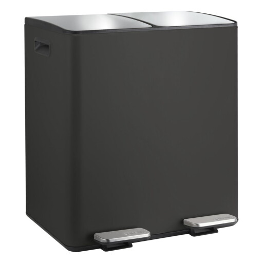 Coș de gunoi negru mat pentru reciclare/cu pedală 2x20 l din oțel Aliya – Spirella
