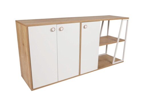 Masuta de cafea, Bexley, Gold Line, 80x80x40 cm, PAL, Alb/Negru