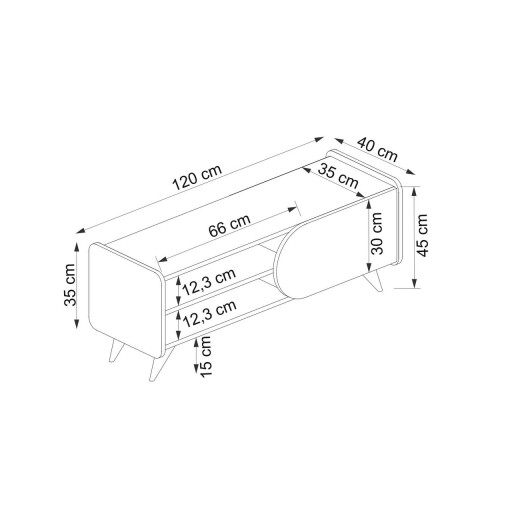 Comoda TV, Arnetti, Mindy Tv 120, 120x40x45 cm, PAL, Safir / Alb