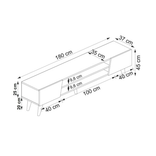 Comoda TV, Arnetti, Clark, 180x37x45 cm, PAL, Nuc / Bej