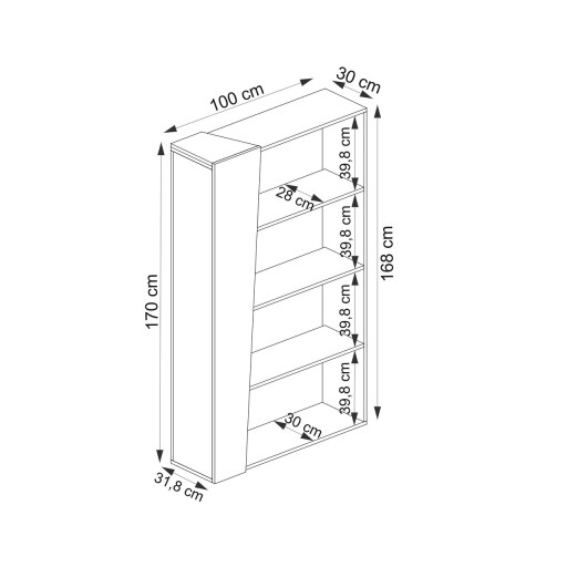 Corp biblioteca, Arnetti, Clark, 100x30x170 cm, PAL, Nuc / Bej