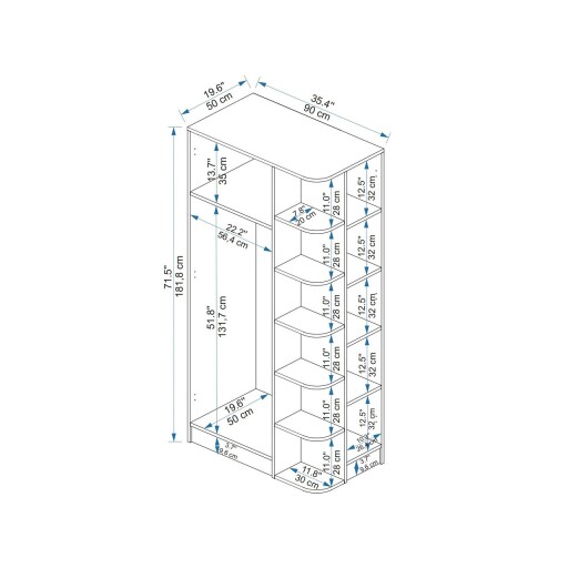 Dulap pentru haine, Arnetti, Luses, 90x181 cm, PAL, Pin Atlantic / Bej