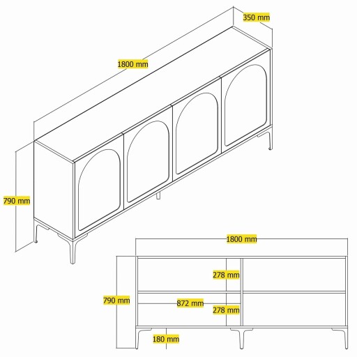 Consola, Hommy Craft, Lyon 79, 180x79x35 cm, PAL, Crem/Negru