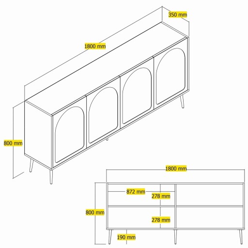 Consola, Hommy Craft, Lyon 80, 180x80x35 cm, PAL, Alb/Auriu