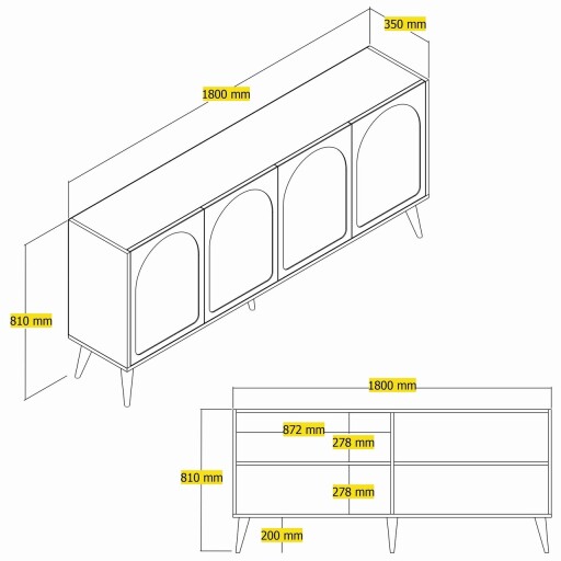 Consola, Hommy Craft, Lyon 81, 180x81x35 cm, PAL, Crema/Nuca