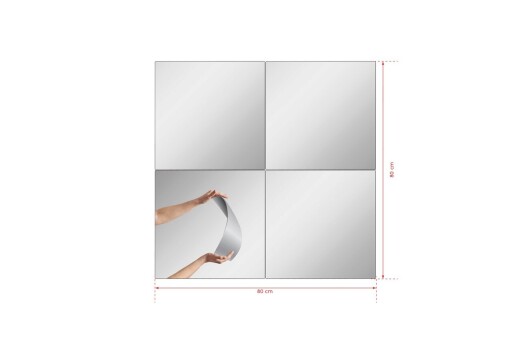 Oglinda decorativa, Mirrorland, Rectangular, Oglinda acrilica;MDF, Argintiu