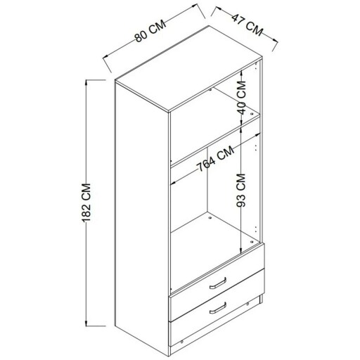 Dulap pentru haine, Miwood, Yaman 1600-042, 80x182x47 cm, PAL, Alb mat
