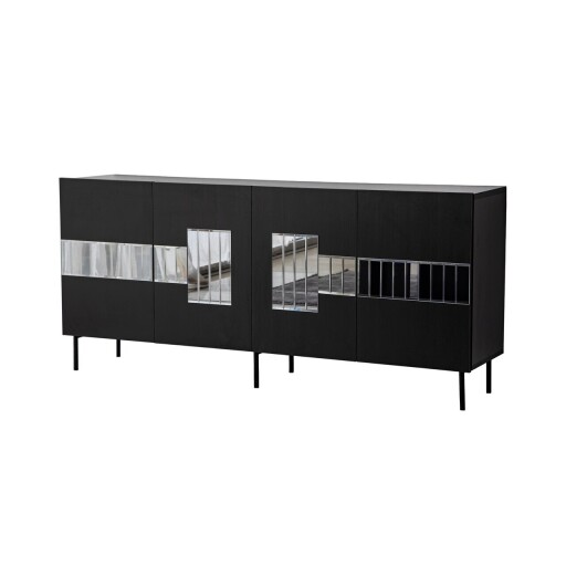 Consola, Neostill, Paris, 180x80x40 cm, PAL, Negru / Fume