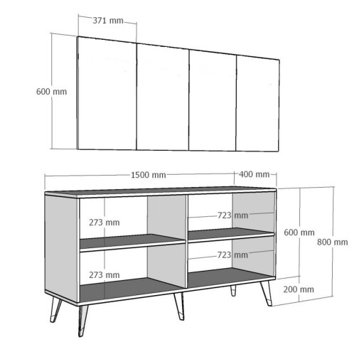 Consola, Olivia, Isil, 150x80x40 cm, PAL , Antracit / Aur