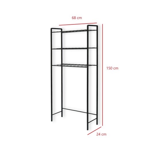 Dulap masina de spalat, Puqa Design, Nigel, 24x68x150 cm, Metal, Negru