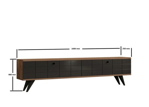 Comoda TV, Puqa Design, Alberi, 160x35x25 cm, PAL, Pin Atlantic / Antracit